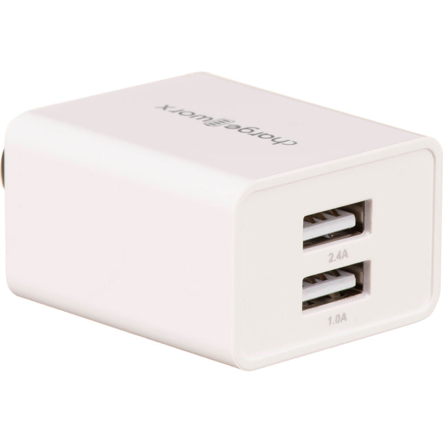 ChargeWorx Cargador de Pared Dual USB Tipo-A 5V 2.1A Blanco