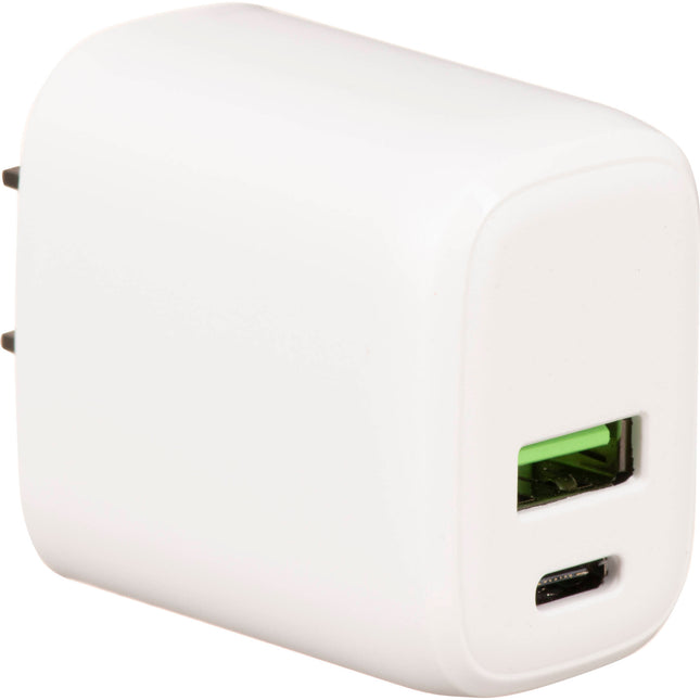 ChargeWorx Cargador de Pared Dual USB-A y USB-C 20W con Cable USB-C