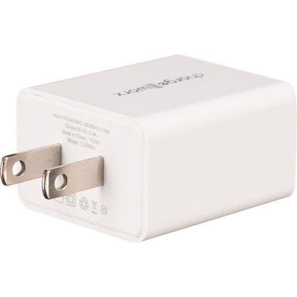 ChargeWorx Cargador de Pared Dual USB Tipo-A 5V 2.1A Blanco