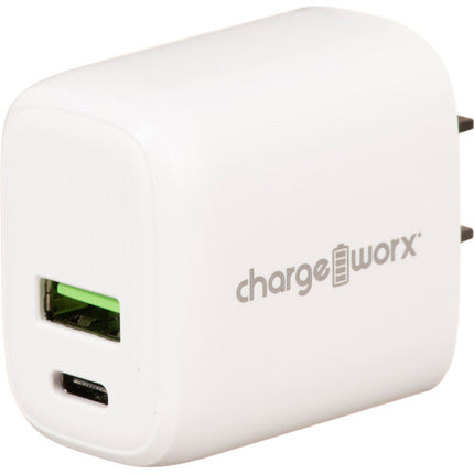 ChargeWorx Cargador de Pared Dual USB-A y USB-C 20W con Cable USB-C