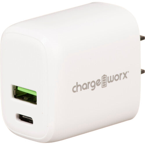 ChargeWorx Cargador de Pared Dual USB-A y USB-C 20W con Cable USB-C