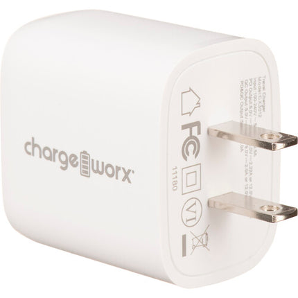 ChargeWorx Cargador de Pared Dual USB-A y USB-C 20W con Cable USB-C