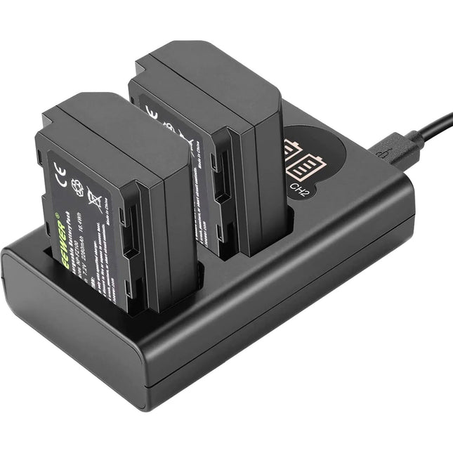 Neewer Cargador Dual USB con Pantalla LED y 2 Baterías NP-FZ100