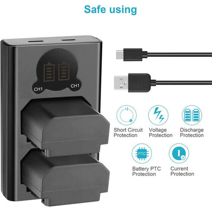 Neewer Cargador Dual USB con Pantalla LED y 2 Baterías NP-FZ100