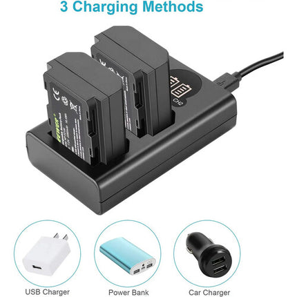 Neewer Cargador Dual USB con Pantalla LED y 2 Baterías NP-FZ100