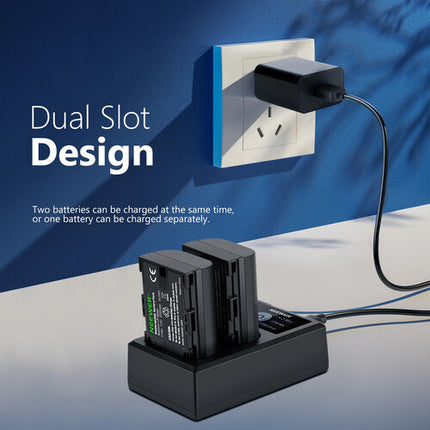 Neewer Cargador Dual USB con Pantalla LCD y 2 Baterías LP-E6NH 2250mAh 8.4V 1A