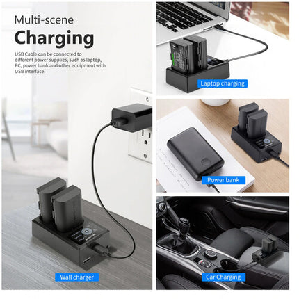 Neewer Cargador Dual USB con Pantalla LCD y 2 Baterías LP-E6NH 2250mAh 8.4V 1A
