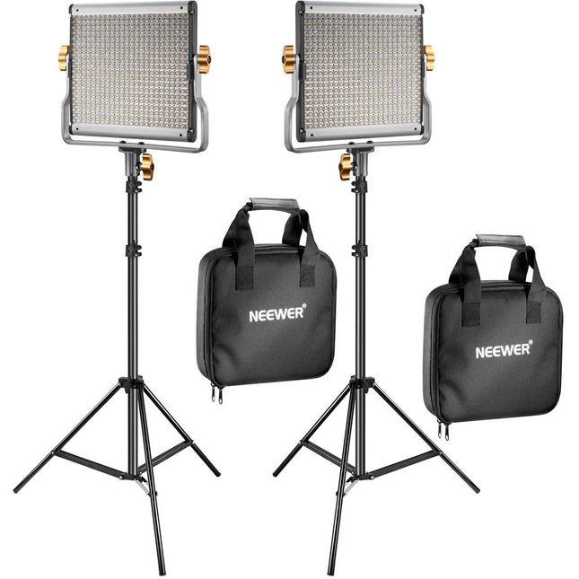 Neewer Kit de Video 2 Luces LED Bi-Color 480 con Soportes 75" y Difusores Blancos