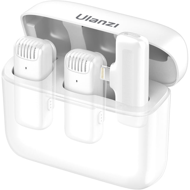 Ulanzi J12 Sistema de Micrófono Inalámbrico 2 Personas 65.6ft Alcance 6h Batería Blanco