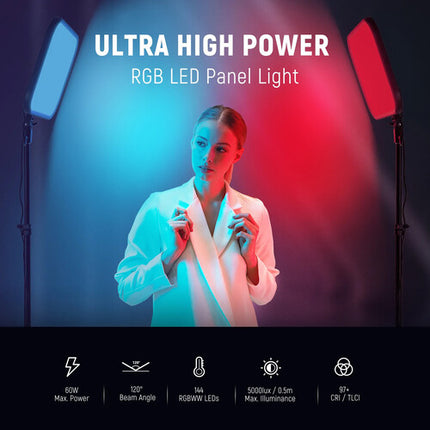 Neewer RGB168 Panel LED RGB 1500 Lux 17x11 Pulgadas con Maletín