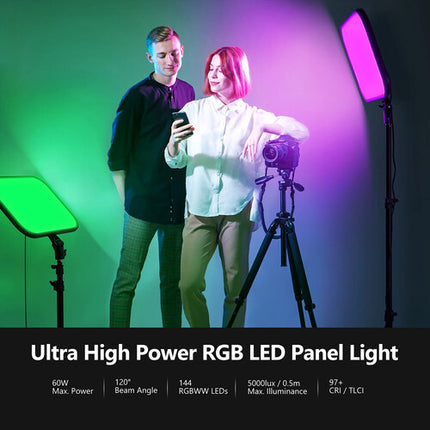 Neewer RGB168 Panel LED RGB Kit Doble con 1500 Lux y 2500-8500K