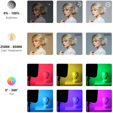 Neewer RGB168 Panel LED RGB Kit Doble con 1500 Lux y 2500-8500K