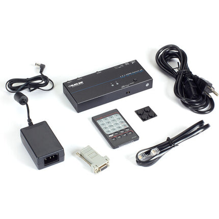 Black Box 4K HDMI Matrix Switch 2 x 1 con control remoto IR y adaptador de corriente