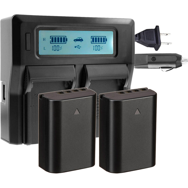 Power2000 2 Baterías Olympus BLX-1 y Cargador Dual con LCD y Protección térmica