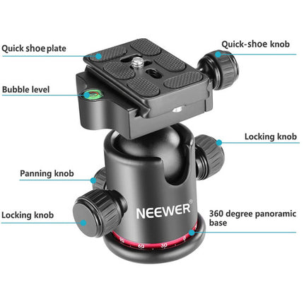 Neewer GM-MT Cabezal Esférico con Placa QR Arca Tipo 17.6 lb de carga