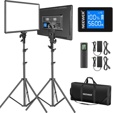 Neewer NL-288ARC Panel LED Bi-Color Kit 2 Luces 1400 Lux 3200-5600K
