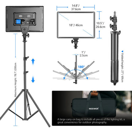Neewer NL-288ARC Panel LED Bi-Color Kit 2 Luces 1400 Lux 3200-5600K