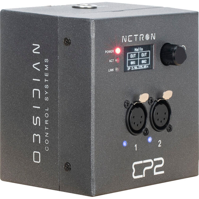 Obsidian NETRON EP2 Gateway Ethernet a DMX con 2 puertos XLR 5 pines y alimentación PoE