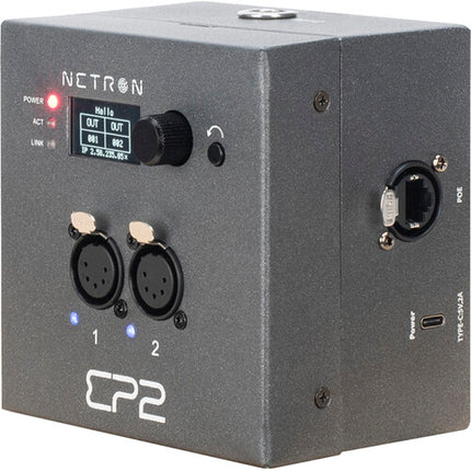 Obsidian NETRON EP2 Gateway Ethernet a DMX con 2 puertos XLR 5 pines y alimentación PoE