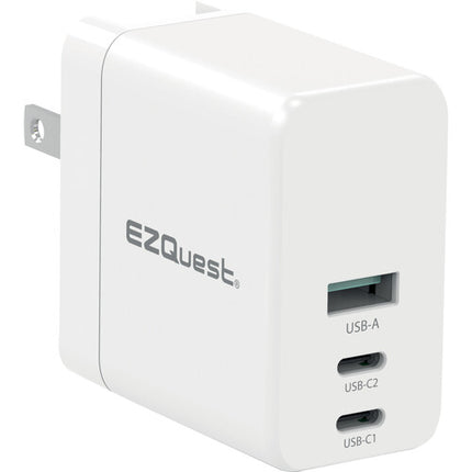 EZQuest UltimatePower Cargador de Pared GaN 90W 3 Puertos USB con Cable 6.6'