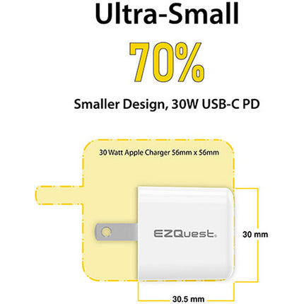 EZQuest UltimatePower Mini Cargador USB Tipo C 30W GaN Compacto