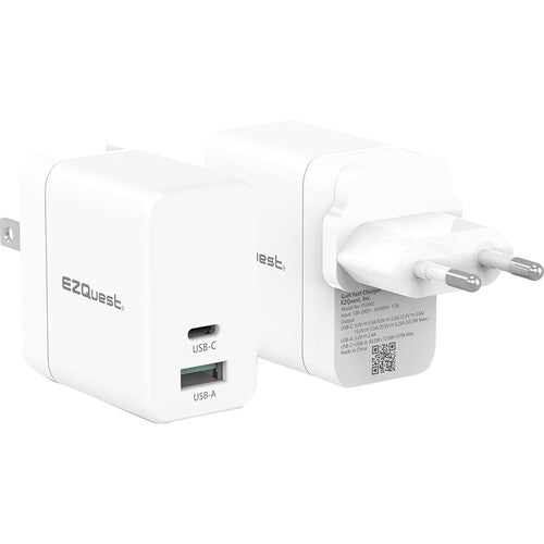 EZQuest UltimatePower Cargador de Pared 65W GaN 2 Puertos con Cable 6.6'