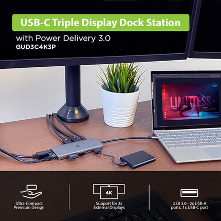IOGEAR Dock USB Type-C 11 Puertos Triple HD Soporte 4K 60Hz Power Delivery 3.0