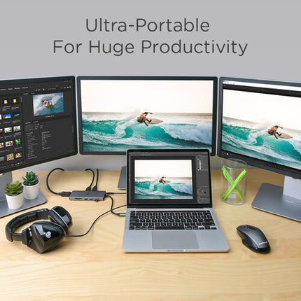 IOGEAR Dock USB Type-C 11 Puertos Triple HD Soporte 4K 60Hz Power Delivery 3.0