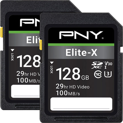 PNY 128GB Elite-X Tarjeta de Memoria SDXC UHS-I 100MB/s 2-Pack