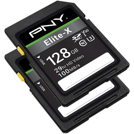 PNY 128GB Elite-X Tarjeta de Memoria SDXC UHS-I 100MB/s 2-Pack