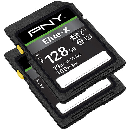 PNY 128GB Elite-X Tarjeta de Memoria SDXC UHS-I 100MB/s 2-Pack