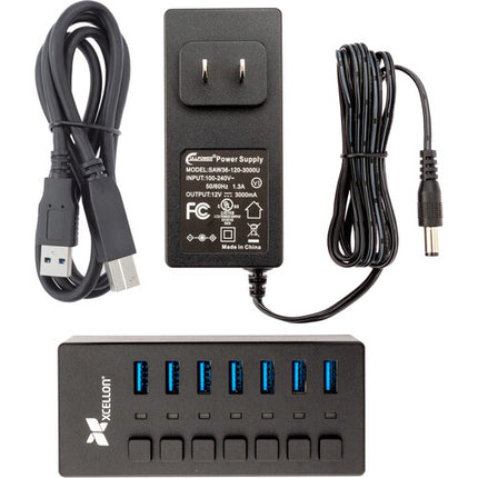 Xcellon Slim Hub USB 3.0 de 7 Puertos 5 Gb/s con Fuente de Poder