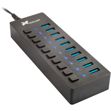 Xcellon Slim 10 Puertos Hub USB 3.0 Velocidad 5 Gb/s Diseño Delgado