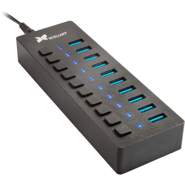 Xcellon Slim 10 Puertos Hub USB 3.0 Velocidad 5 Gb/s Diseño Delgado