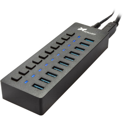 Xcellon Slim 10 Puertos Hub USB 3.0 Velocidad 5 Gb/s Diseño Delgado