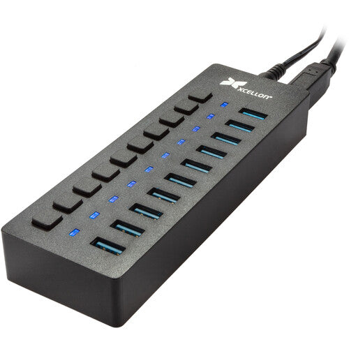 Xcellon Slim 10 Puertos Hub USB 3.0 Velocidad 5 Gb/s Diseño Delgado