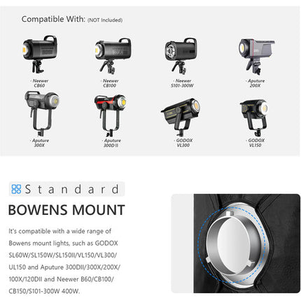 Neewer Softbox Rectangular 60x90 cm Interior Plata Difusores Bowens
