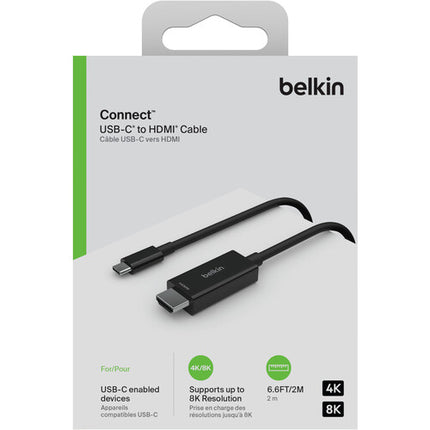 Belkin Cable USB-C a HDMI 2.1 6.6 pies Soporta 8K 60Hz Negro