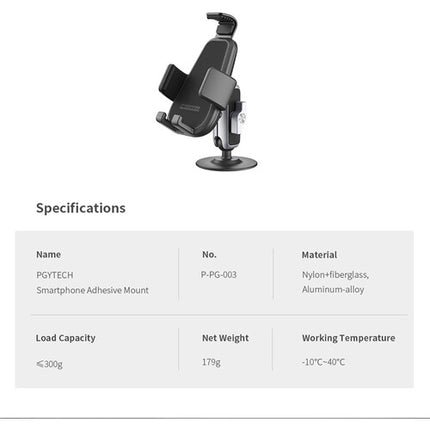 PGYTECH Soporte Adhesivo para Smartphone Full Wrap con Magic Arm 180° y 360° Ajustable