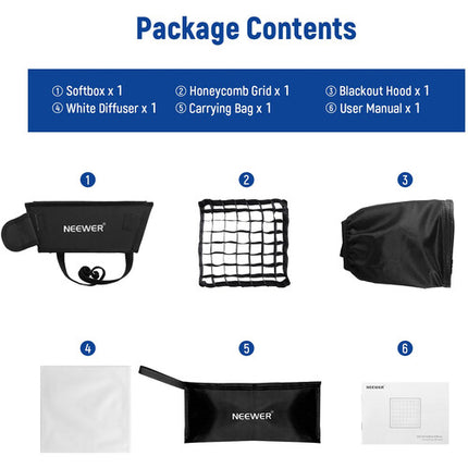 Neewer Softbox Plegable 31x29 cm para Luces LED con Difusor y Grid