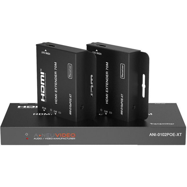 A-Neuvideo Extensor divisor HDMI 4K30 1080p Cat 6 con 2 receptores y cable IR