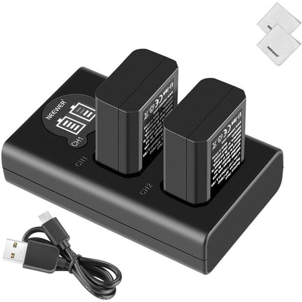 Neewer Cargador Dual de Baterías y Kit de 2 Baterías NP-FW50 1100mAh 7.4V con Pantalla LCD y Cable Micro-USB