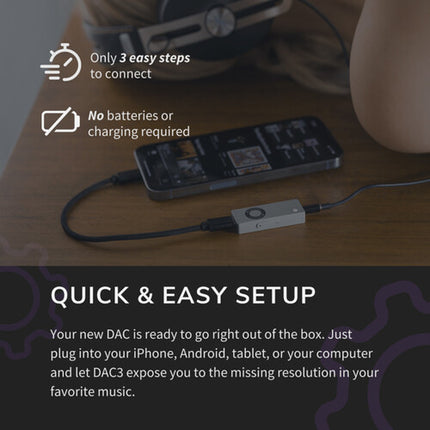 Audioengine DAC3 Amplificador DAC portátil para auriculares USB-C 32-Bit 96 kHz