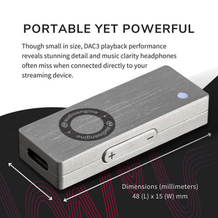 Audioengine DAC3 Amplificador DAC portátil para auriculares USB-C 32-Bit 96 kHz