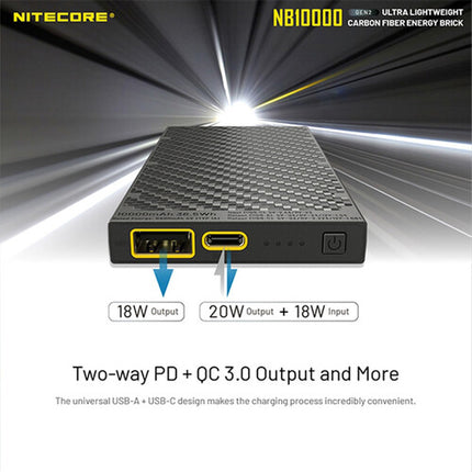 Nitecore NB10000 Gen 2 Power Bank 10000mAh Batería IPX5 Resistente Agua
