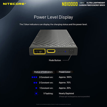 Nitecore NB10000 Gen 2 Power Bank 10000mAh Batería IPX5 Resistente Agua