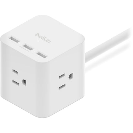 Belkin 3-Outlet Power Cube Blanco Regleta con 3 Enchufes y 3 Puertos USB-A