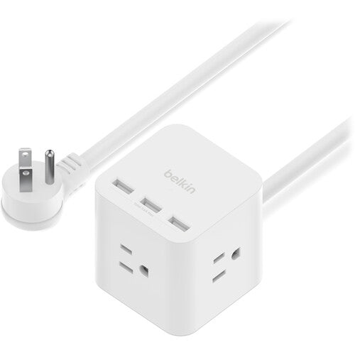 Belkin 3-Outlet Power Cube Blanco Regleta con 3 Enchufes y 3 Puertos USB-A