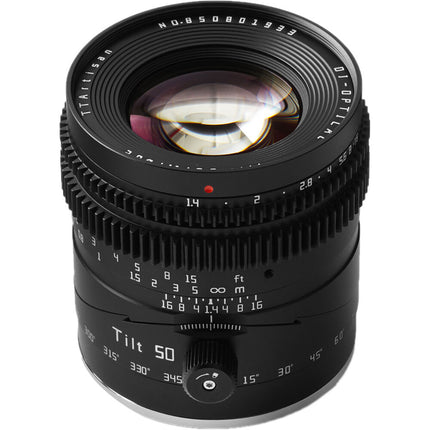 TTArtisan Tilt 50mm f1.4 lente prime full frame para Canon RF metal y enfoque manual