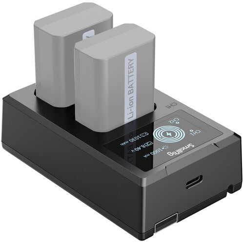 SmallRig Cargador de Batería NP-FW50 para Sony Dos Bahías USB-C
